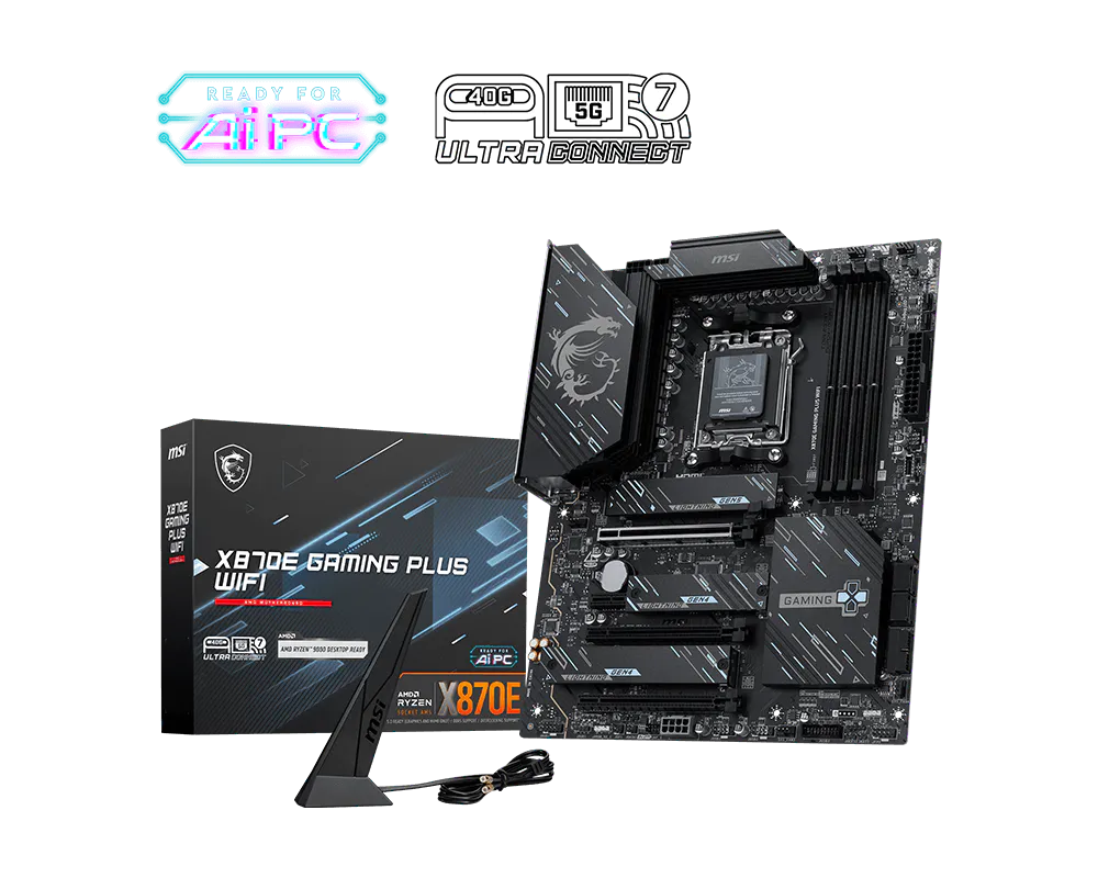 MSI X870E GAMING PLUS WIFI AMD X870E AM5 DDR5 ATX Gaming Motherboard Black