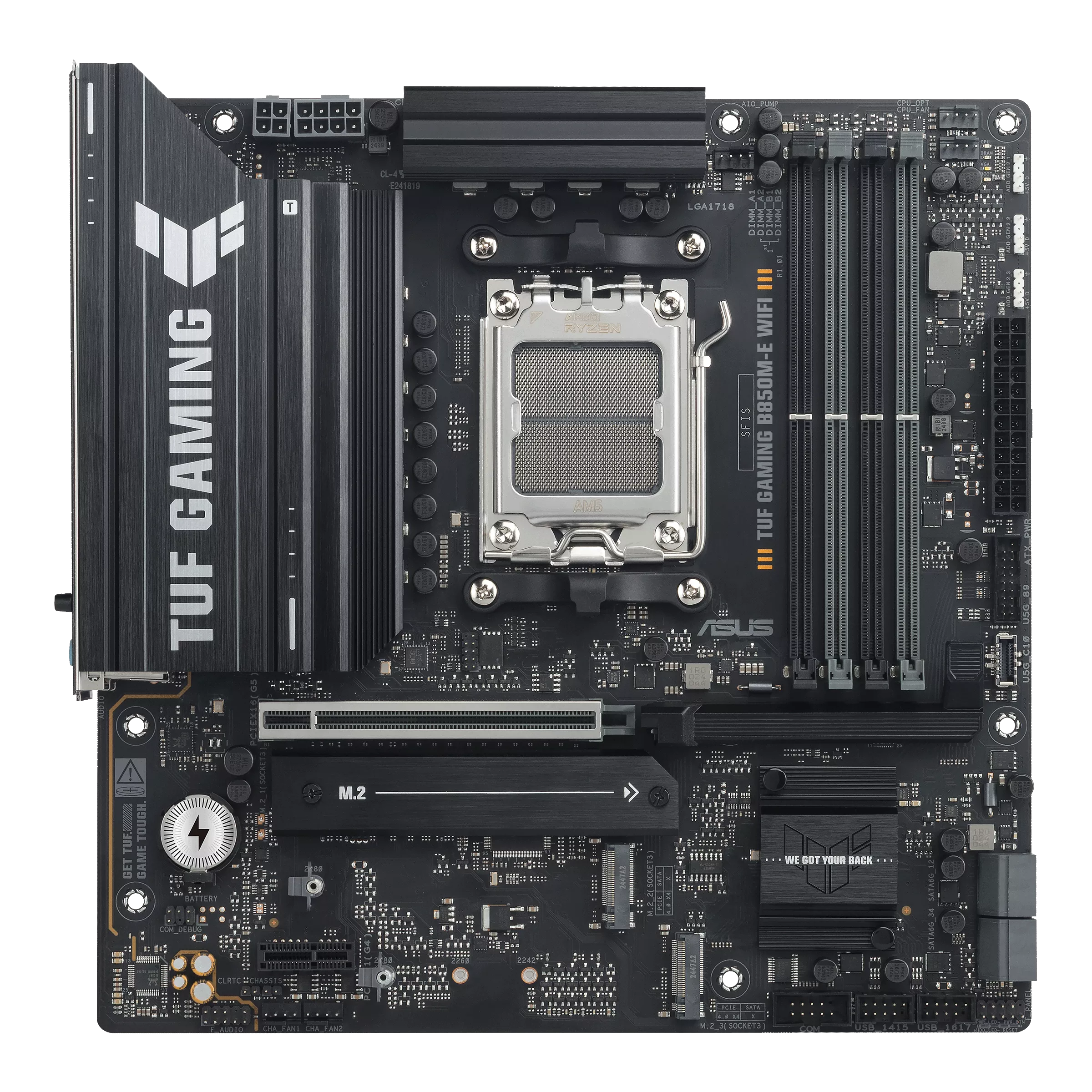 ASUS TUF GAMING B850M-E WIFI AMD B850 AM5 DDR5 Micro-ATX Gaming Motherboard – Black