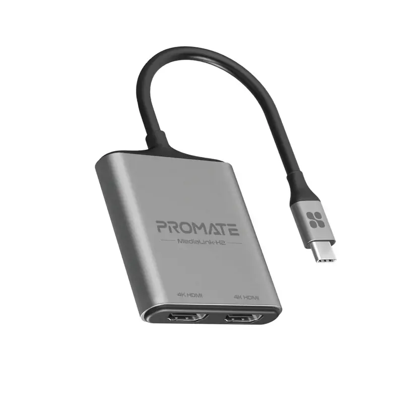 Promate 4K High Definition USB-C to Dual HDMI® Adapter (MediaLink-H2) 0002