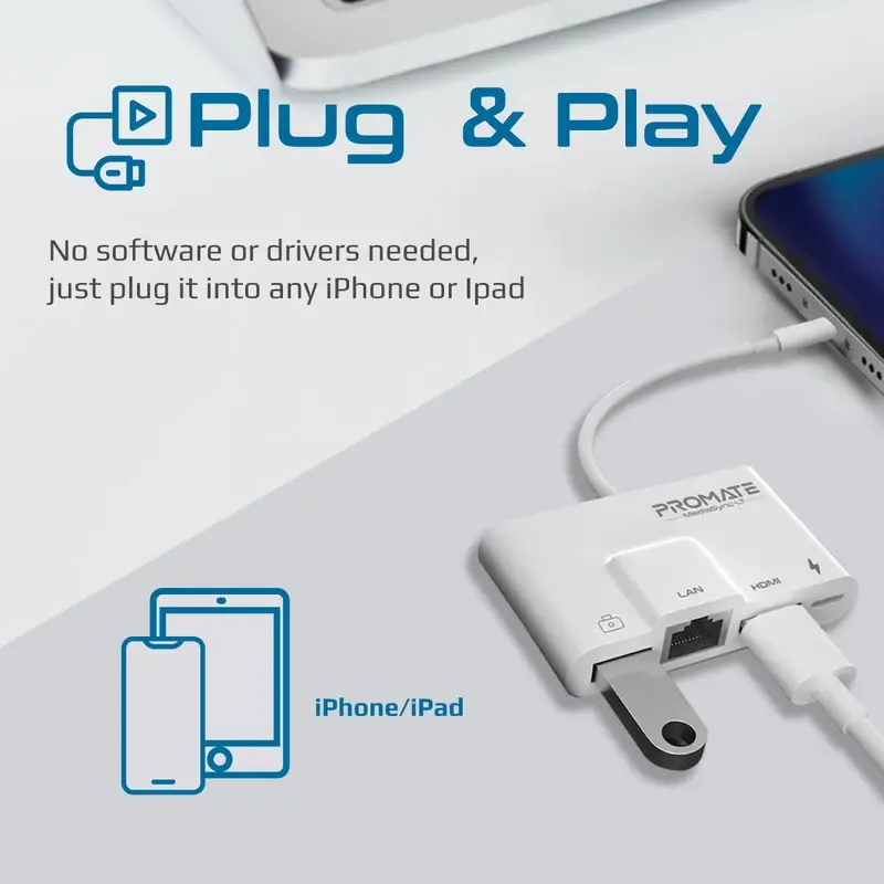 Promate 4-in-1 Multimedia Hub with Lightning Connector (MediaSync-LT) 9624