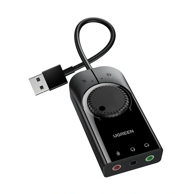 UGREEN 15cm USB External Stereo Sound Adapter (Black) – CM129 | P/N:40964