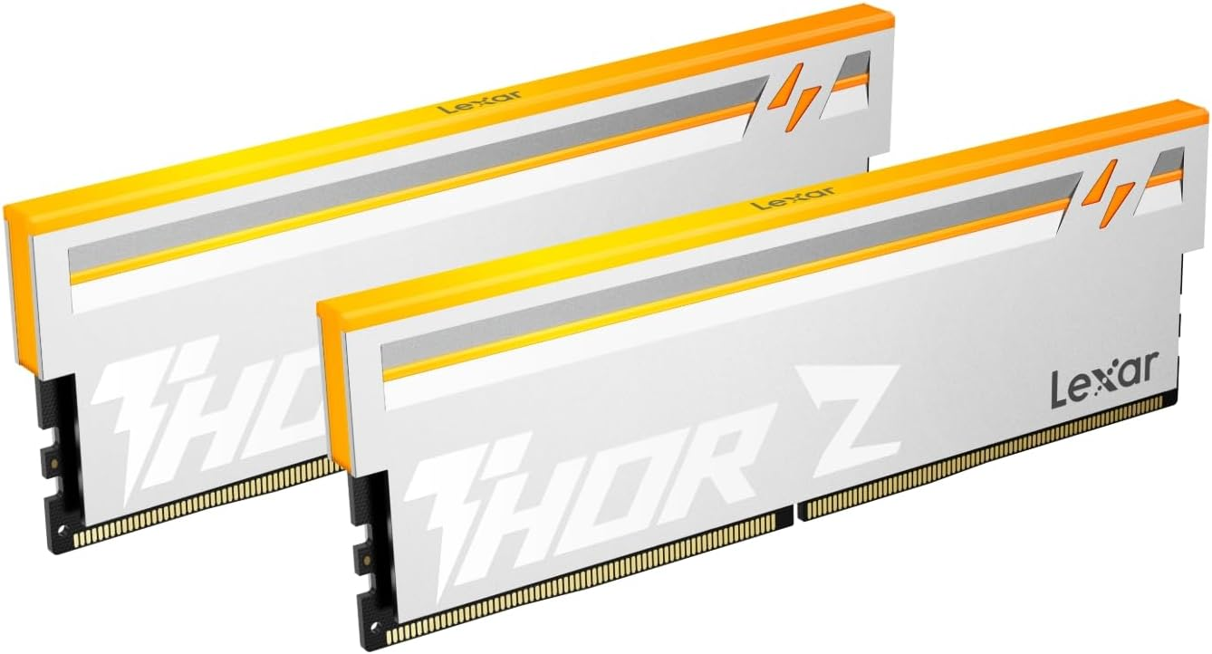 Lexar THOR RGB 2nd Gen DDR5 Desktop Memory, 32GB (2x 16GB) Capacity, 6000 MT/s Speed, CL38 CAS Latency, 288-Pin, Intel XMP 3.0 & AMD EXPO Silver | LD5U16G60C38BV-RGD