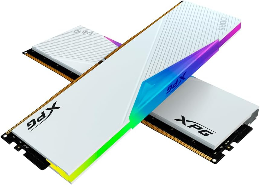 Adata XPG Lancer RGB 32GB (2 x16GB) DDR5 Desktop Memory, 7200 MHz Memory Speed, CAS Latency 34, Voltage 1.40V, Intel XMP 3.0, Integrated Heatsink, Unbuffered, ECC, White | AX5U7200C3416G-DCLARWH