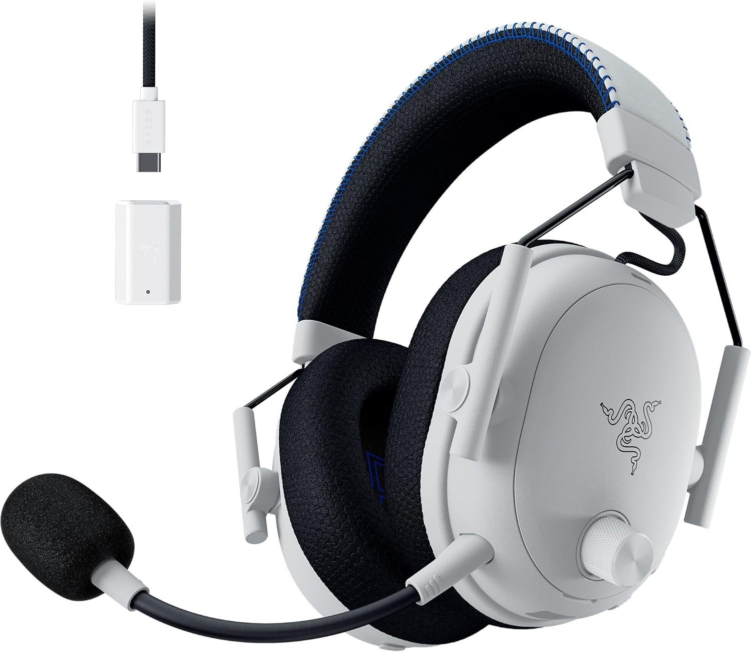 Razer BlackShark V3 Pro Wireless ANC Gaming Headset for PS5: Full Band Mic - 50mm Drivers - 2.4 GHz, Bluetooth, 3.5mm - Works with PC, Mac, Nintendo Switch, Smartphone - Long Battery Life - White