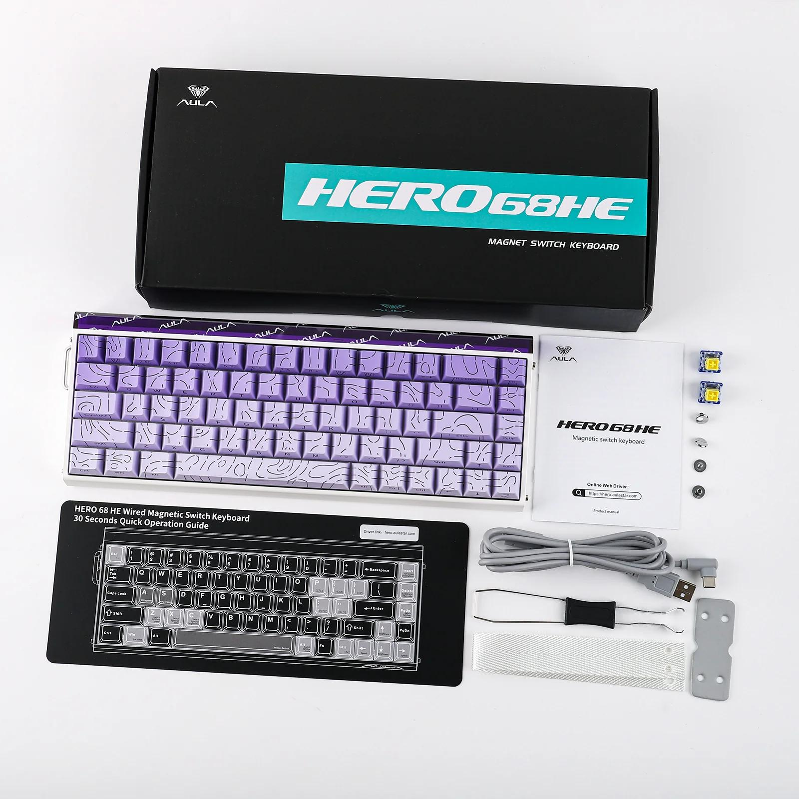 AULA Hero 68 HE Wired Magnetic Keyboard Gradient Purple (Side-Engraved Keycaps) 4197