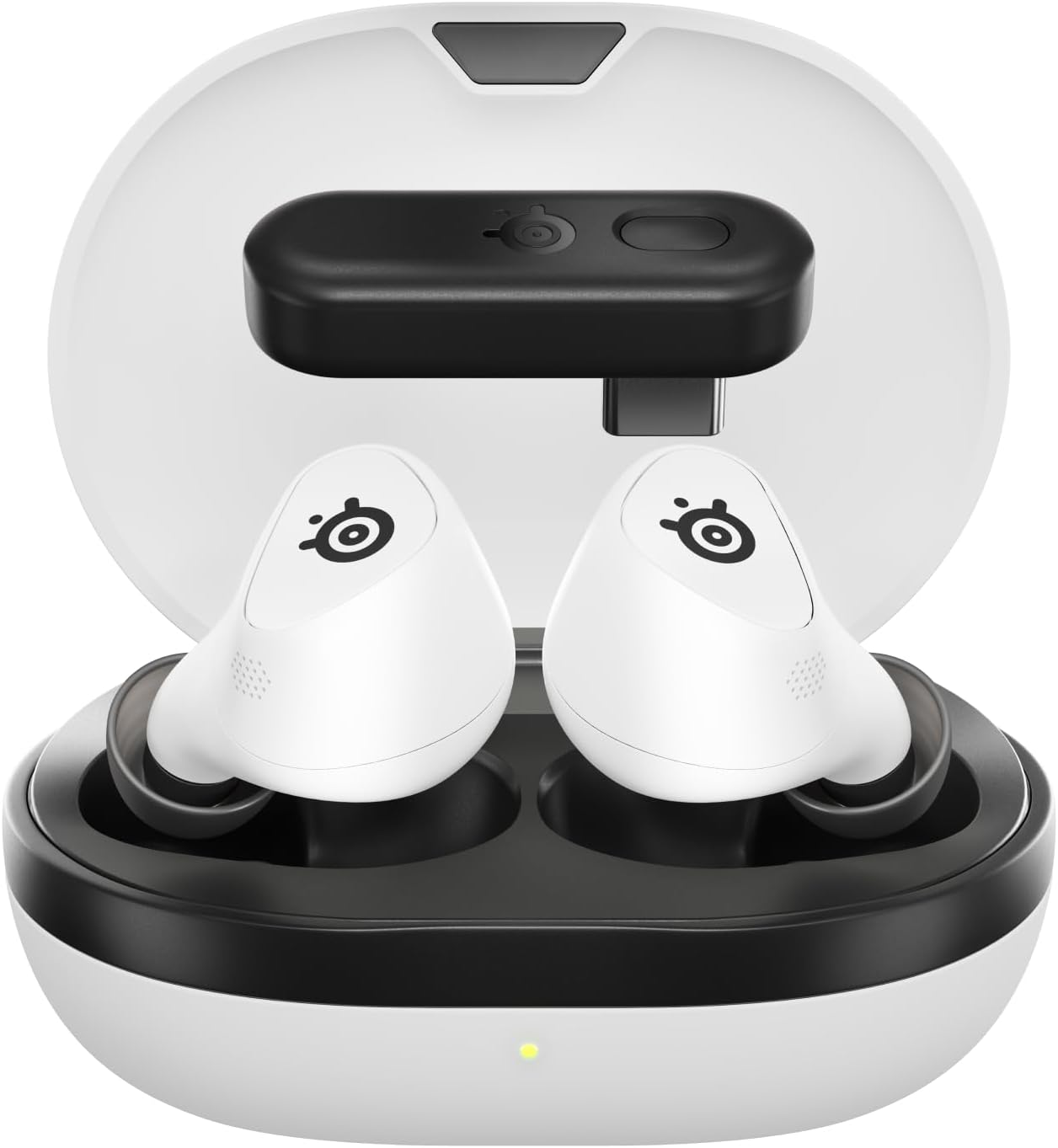 SteelSeries Arctis Gamebuds for PlayStation, Neodymium Magnetic Drivers, 4 mic Hybrid Active Noise Cancellation, Bluetooth 5.3 & Quick Switch 2.4GHz Connectivity, Up to 40 Hours, White | 61682