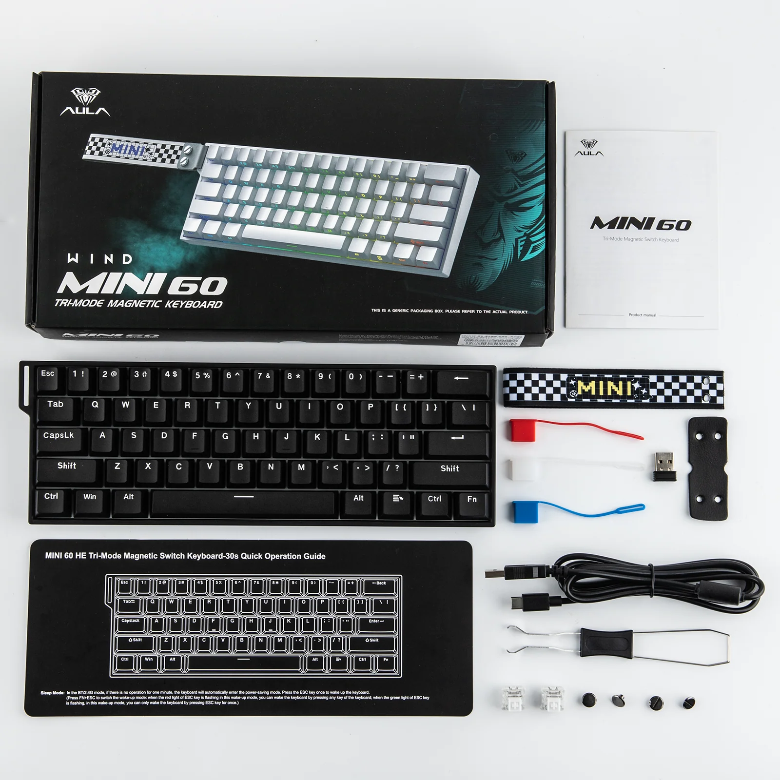 AULA MINI60 HE Standard Version Wireless Hall Effect Gaming Keyboard – Black 2179