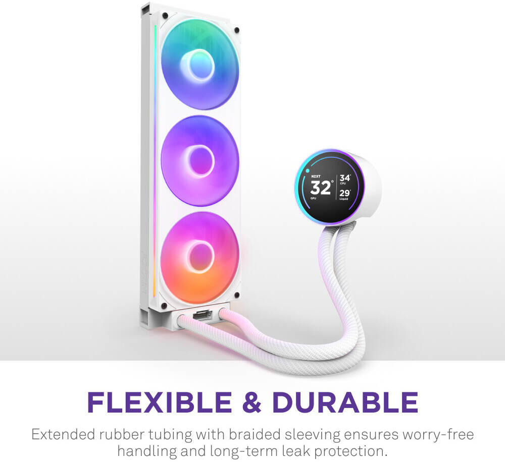 NZXT Kraken Elite 420 RGB, 420mm All-in-One Liquid CPU Cooler with 2.36" Customizable LCD Display, RGB Fans white