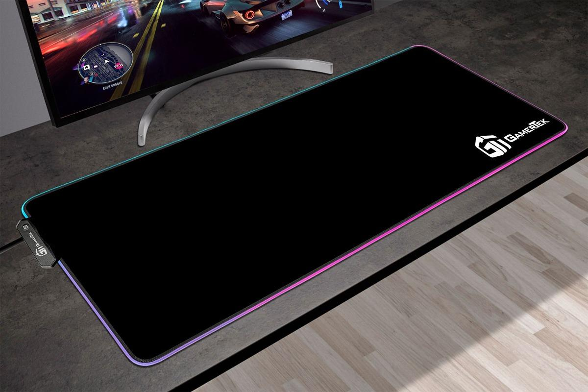 GamerTek Midnight Black RGB Desk Mat – Large 80 × 30cm | 6254