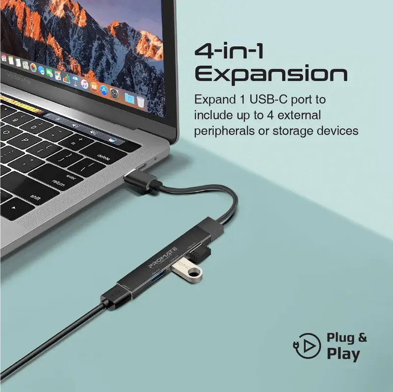 Promate 4-in-1 Multi-Port USB-C Data Hub (LiteHub-4)9587