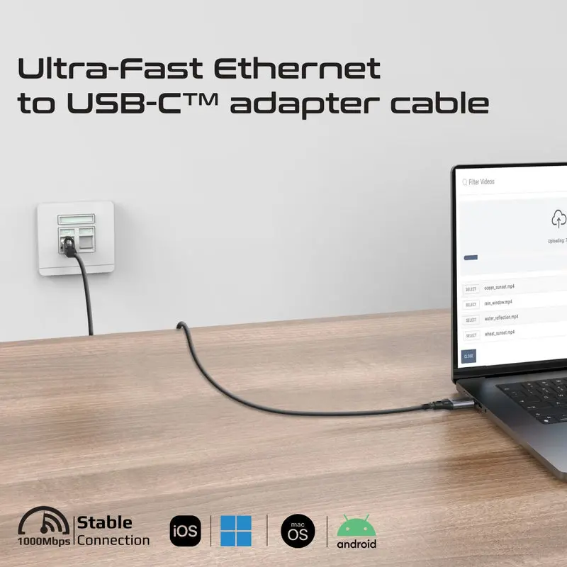 Promate High-Speed USB-C to Gigabit Ethernet Cable 5meter (CLink-RJ45)6189