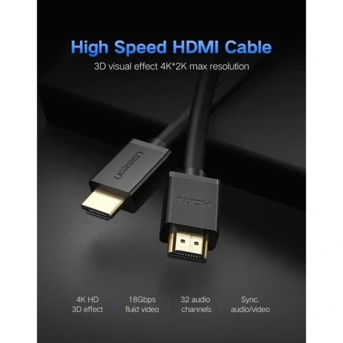 UGREEN HD104 4K HDMI Cable – 2M Black |10107