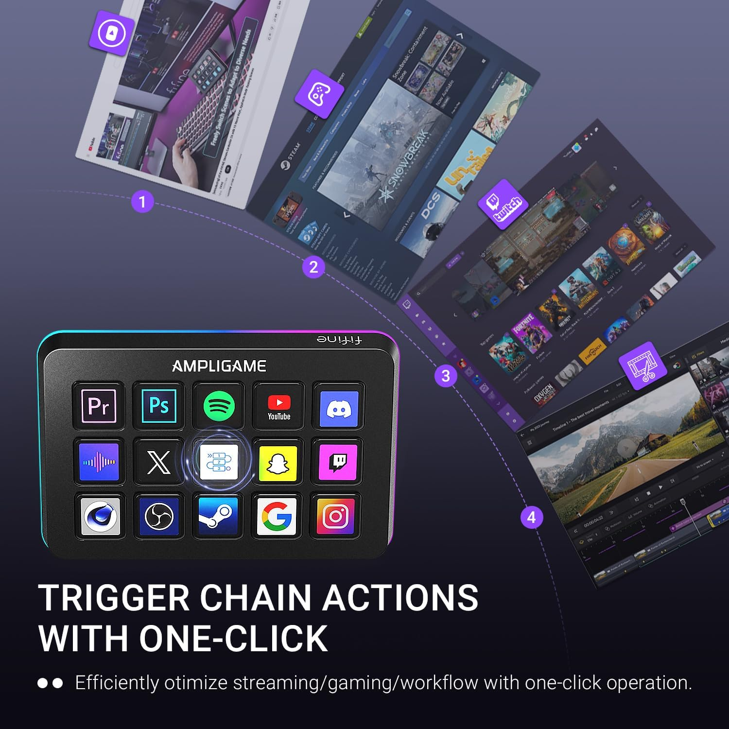 FIFINE AmpliGame D6 Stream Controller,Streaming Keyboard for OBS YouTube | 15 Macro Keys, Trigger Actions,hortcut Buttons Keypad Works with Mac and PC