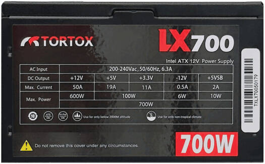 LX700 Low Noise ATX Power Supply For Gaming PC Case, 700W PSU, Latest INTEL and AMD, 12CM Cooling Fan, 6+2 Pin VGA Interface, 160V to 264V Input Voltage, Ideal Computer Component