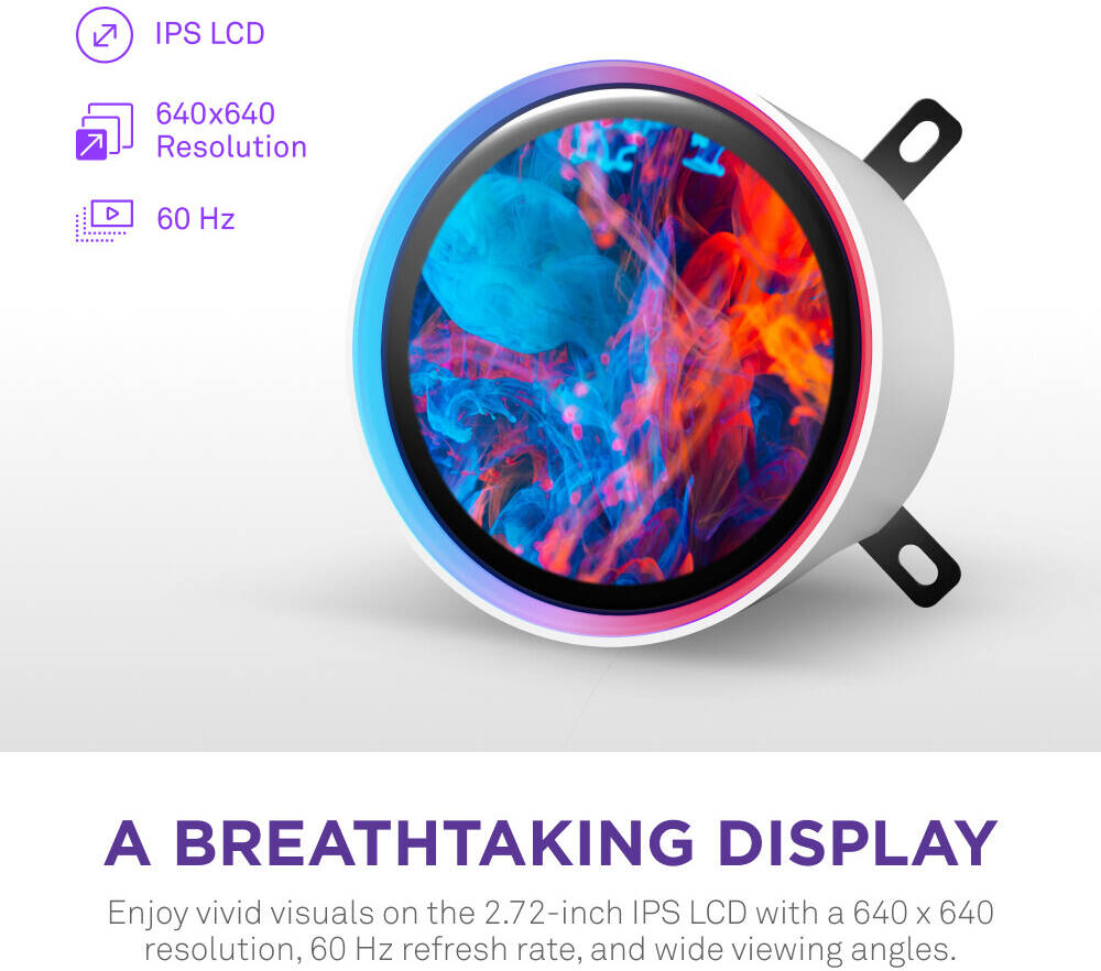 NZXT Kraken Elite 420 RGB, 420mm All-in-One Liquid CPU Cooler with 2.36" Customizable LCD Display, RGB Fans white