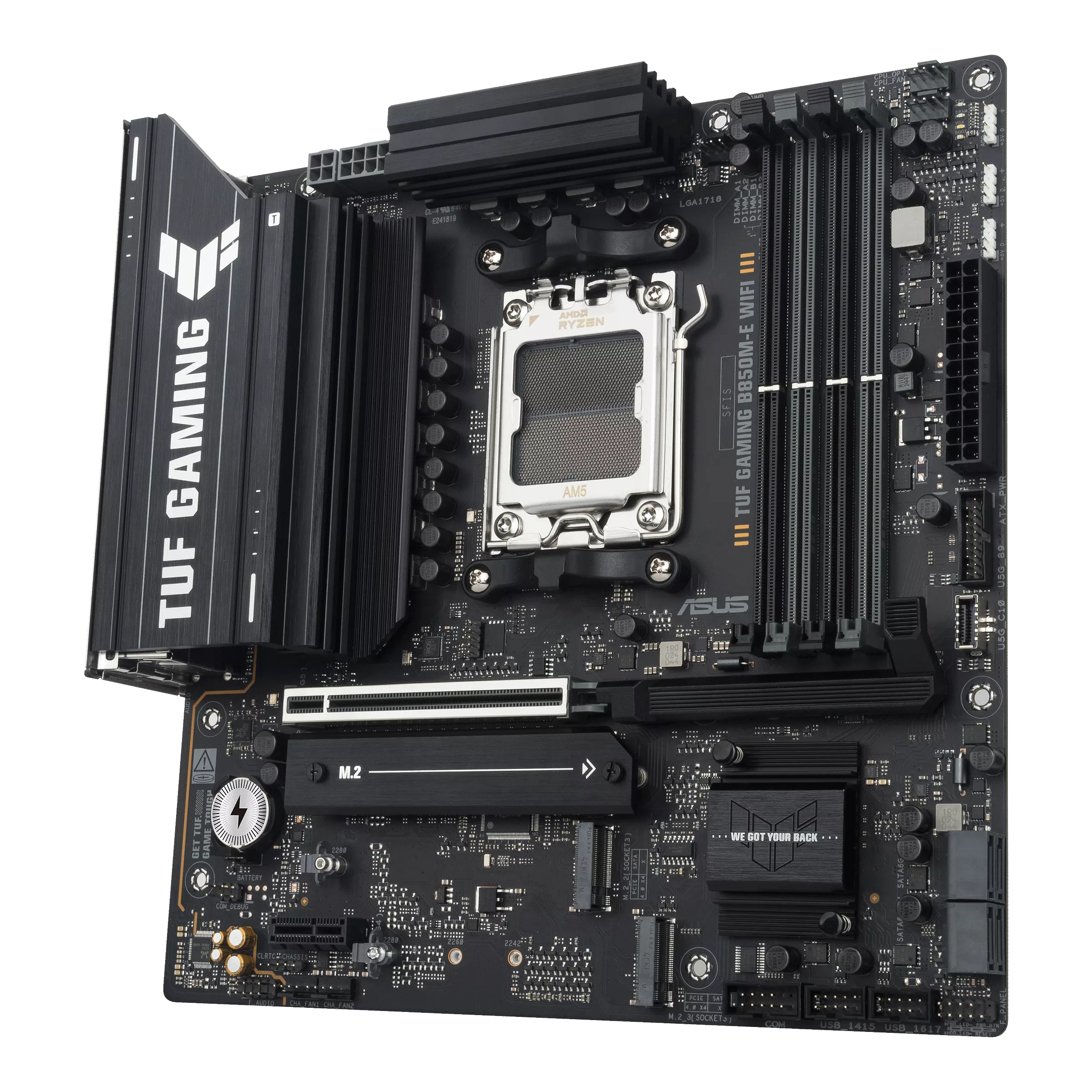 ASUS TUF GAMING B850M-E WIFI AMD B850 AM5 DDR5 Micro-ATX Gaming Motherboard – Black