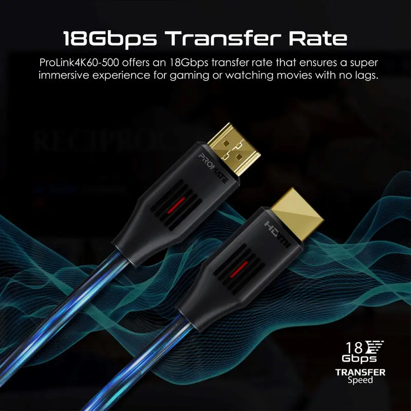 Promate Ultra-High Definition 4K @ 60Hz HDMI® Audio Video Cable 5-meter ( ProLink4K60-500) 3874