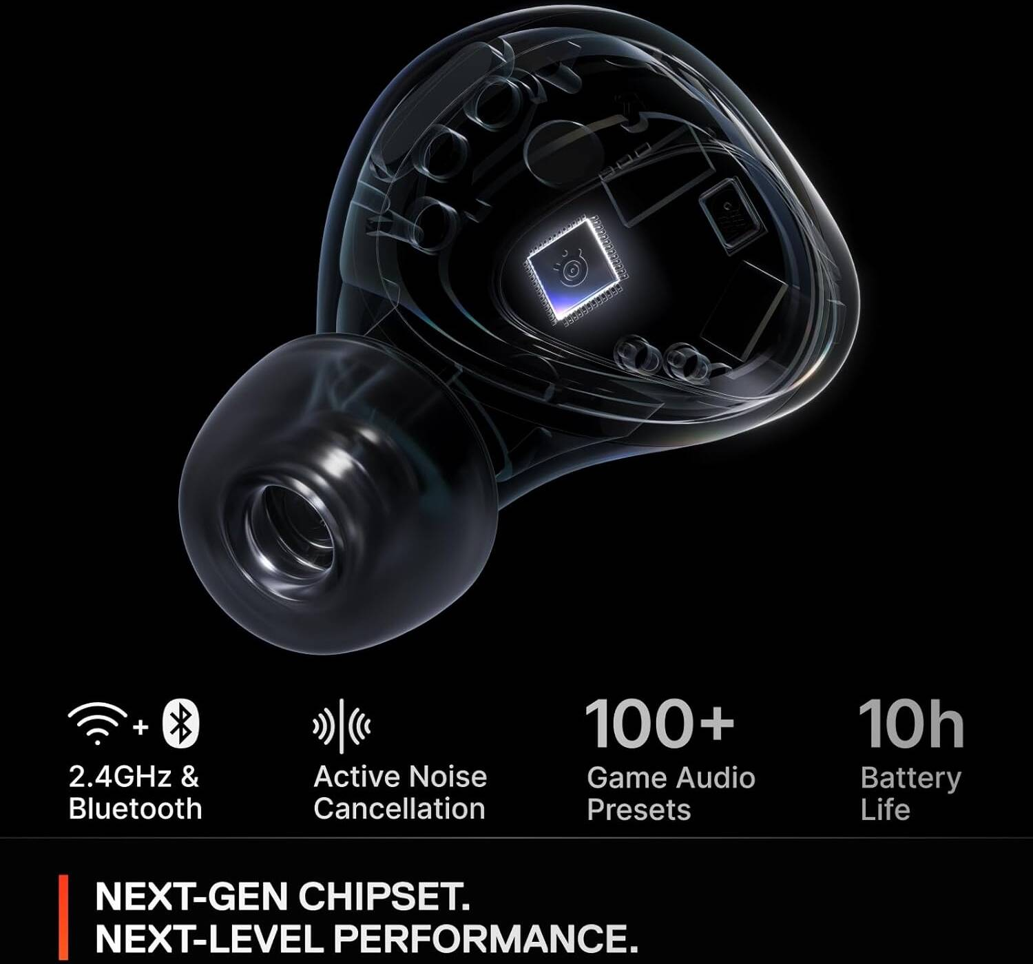 SteelSeries Arctis Gamebuds for PlayStation, Neodymium Magnetic Drivers, 4 mic Hybrid Active Noise Cancellation, Bluetooth 5.3 & Quick Switch 2.4GHz Connectivity, Up to 40 Hours, Black | 61680
