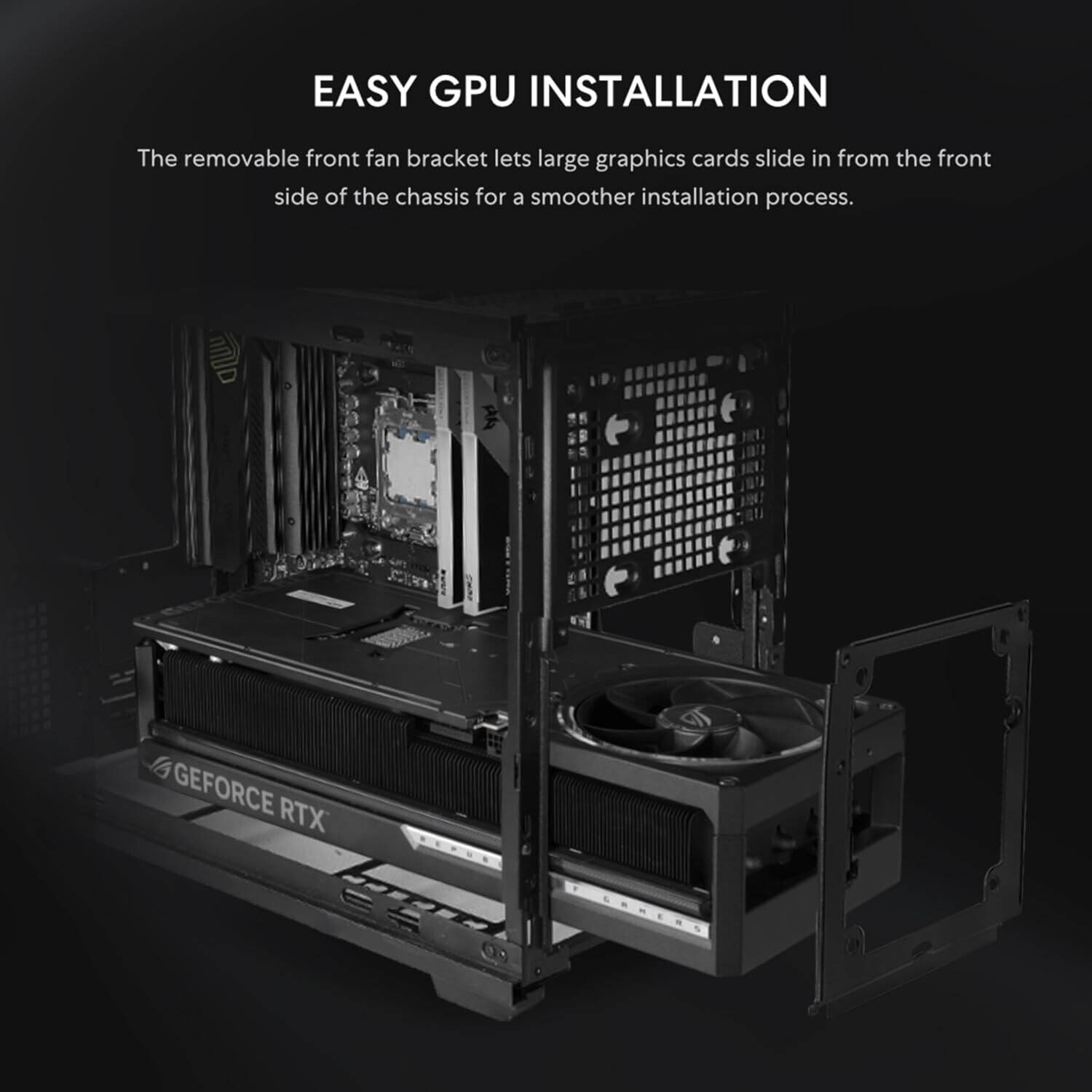 Lian-Li B4-mATX Wood Computer Case, 2x 120mm Pre-installed Fans, Supports 360mm Radiator, 140mm ATX PSU, Steel Wood Material, Magnetic Filter, Black | B4X-WD