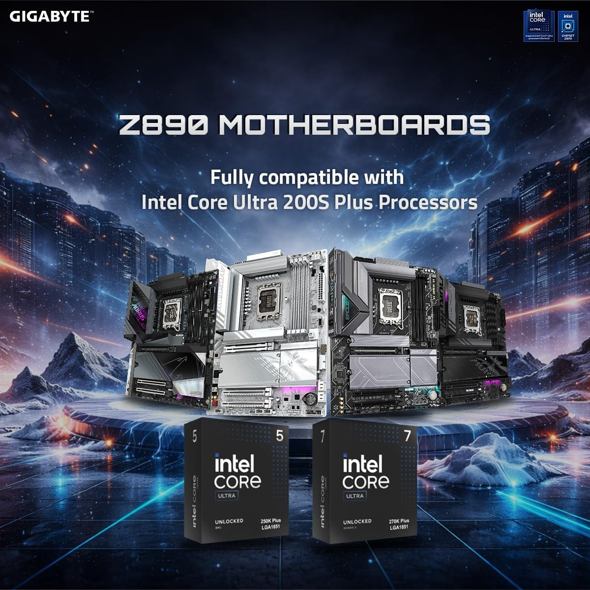 GIGABYTE Z890 AORUS Elite WIFI7 ICE Intel Core Ultra (Series 2) LGA 1851 Motherboard, ATX, DDR5, 3X M.2, PCIe 5.0, Thunderbolt 4, WIFI7, 2.5GbE LAN, EZ-Latch