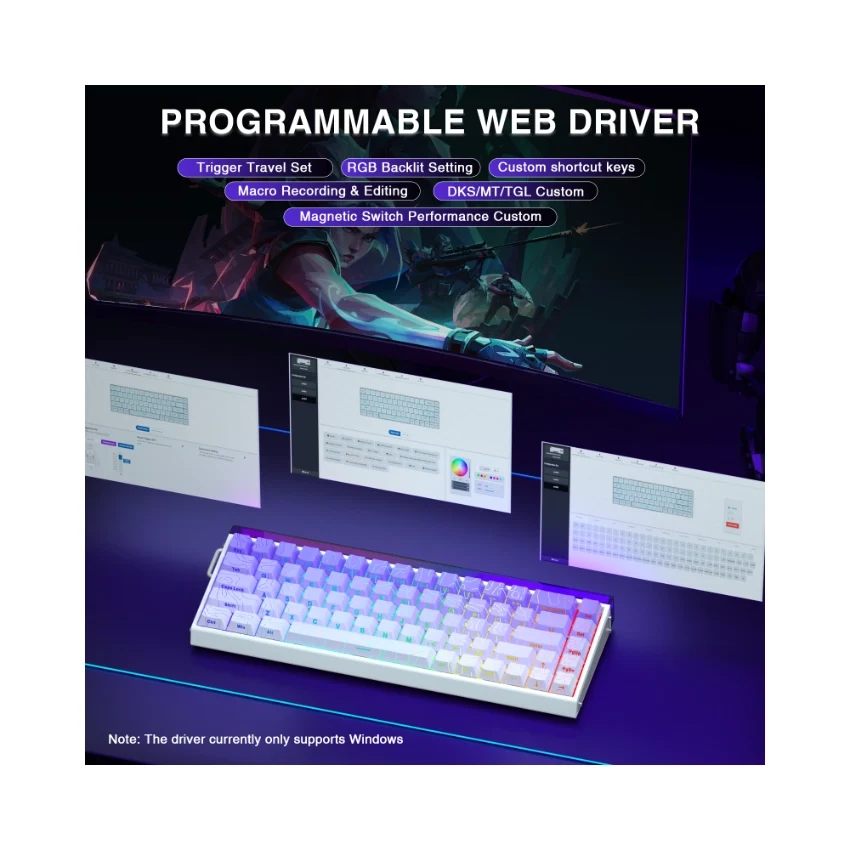 AULA Hero 68 HE Wired Magnetic Keyboard Gradient Purple (Side-Engraved Keycaps) 4197