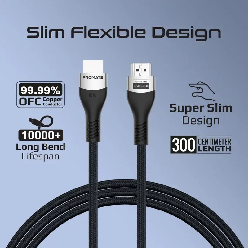 Promate Certified Ultra-High-Speed 8K @ 60Hz HDMI® Cable 3-meter (PrimeLink8K-300) 2488