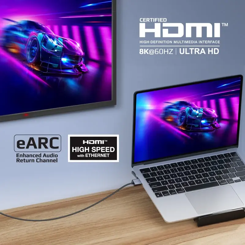Promate Certified Ultra-High-Speed 8K@60Hz HDMI® Slim Flexible Cable 1.5-meter (PrimeLink8k-150)2471