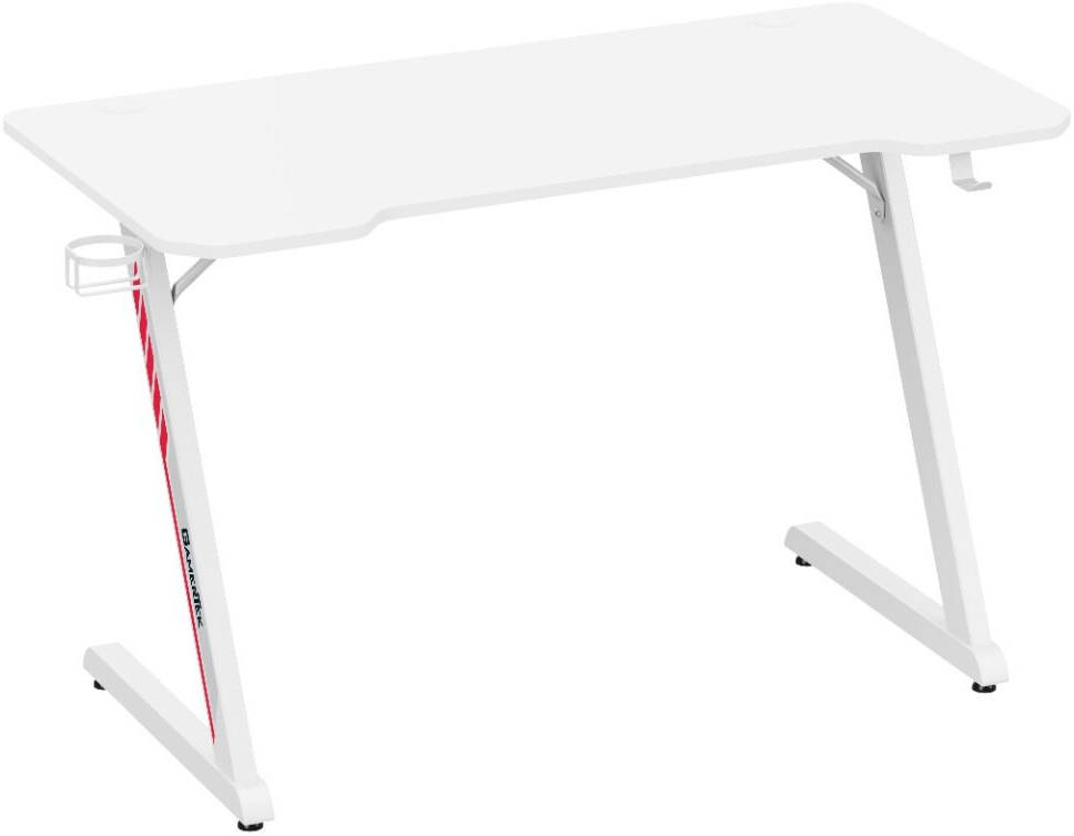 GamerTek Z Desk, 120x60cm Size, Desk Stabilizers, Headset Holder, Cup Holder, Sturdy Z-Shaped Steel Frame, White