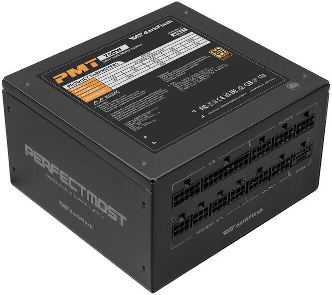 darkFlash PMT750 Fully Modular Power Supply ATX 3.1& PCIe 5.1 Ready, 12VHPWR Cable Included, 100% Japanese 105°C Capacitors, 80 Plus Gold Gaming PSU, Compact 150mm Size, 5 Year Warranty(Black)