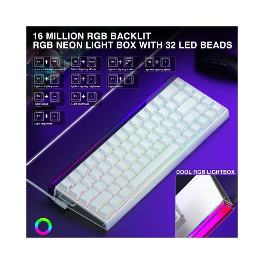 AULA Hero 68 HE Wired Hall Effect Magnetic Gaming Keyboard – White Side-Printed Keycaps, Shape Magnetic Switch 4180