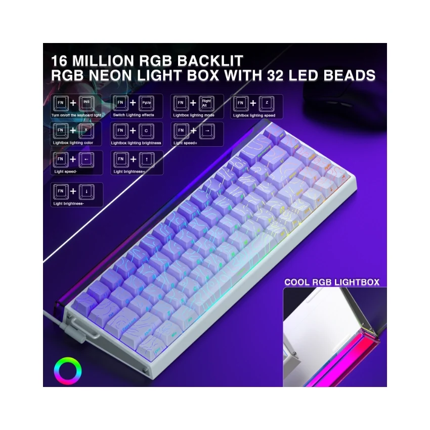 AULA Hero 68 HE Wired Magnetic Keyboard Gradient Purple (Side-Engraved Keycaps) 4197