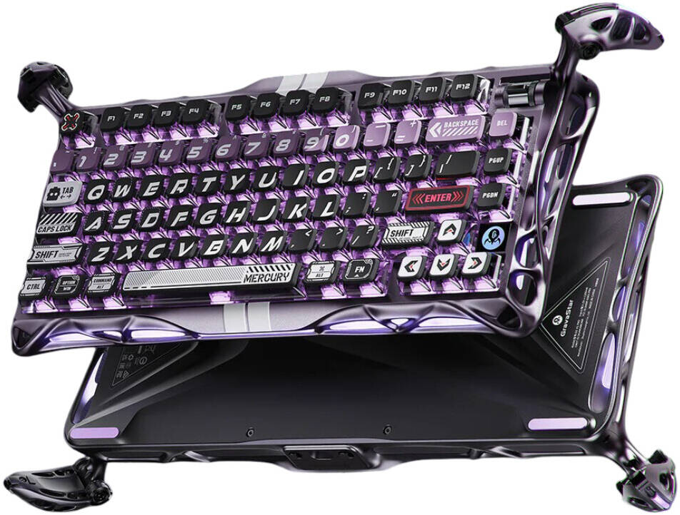 GravaStar Mercury V75 Pro Gaming Keyboard, 75% English Layout, Jade Gaming Switch, 8kHz Polling Rate, Semi-Aluminum Construction, Dynamic Rapid Trigger, Iron Purple | V75 Pro 3712