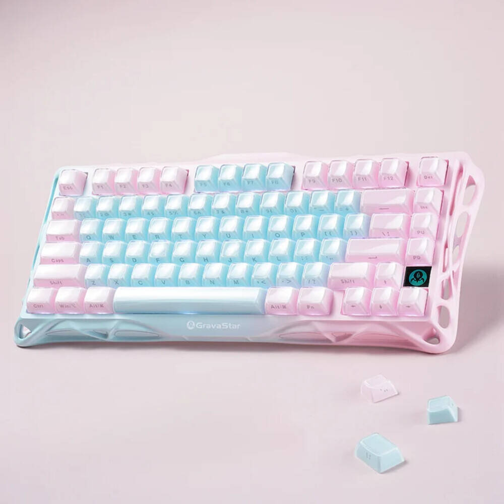 GravaStar Mercury K1 Lite 75% Gaming Keyboard, 80 Keys, Hot-Swappable, Stellar Bloom Linear Switches, Full N-Key Rollover, Programmable Keys, Tri-Mode Connectivity, 4000mAh, Aurora Mist 4467