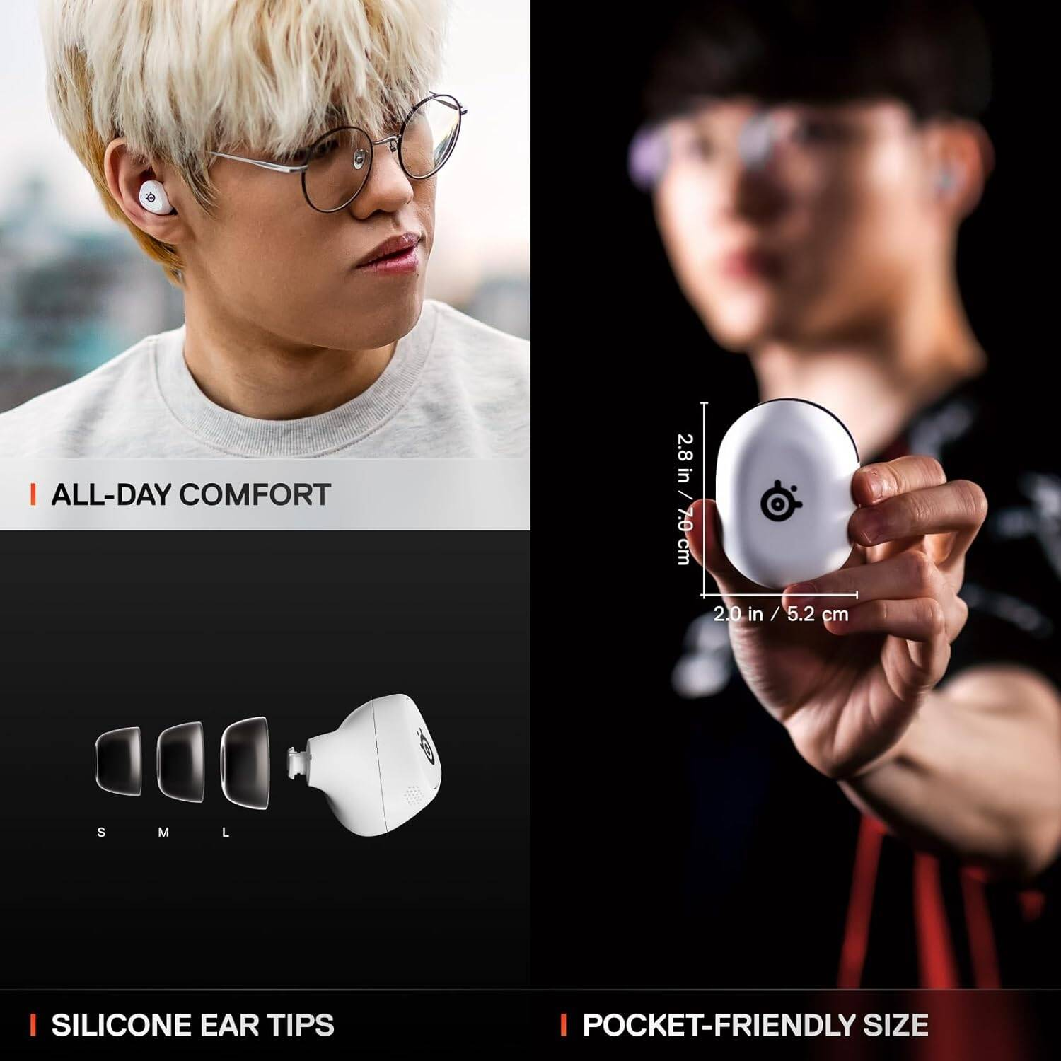 SteelSeries Arctis Gamebuds for PlayStation, Neodymium Magnetic Drivers, 4 mic Hybrid Active Noise Cancellation, Bluetooth 5.3 & Quick Switch 2.4GHz Connectivity, Up to 40 Hours, White | 61682