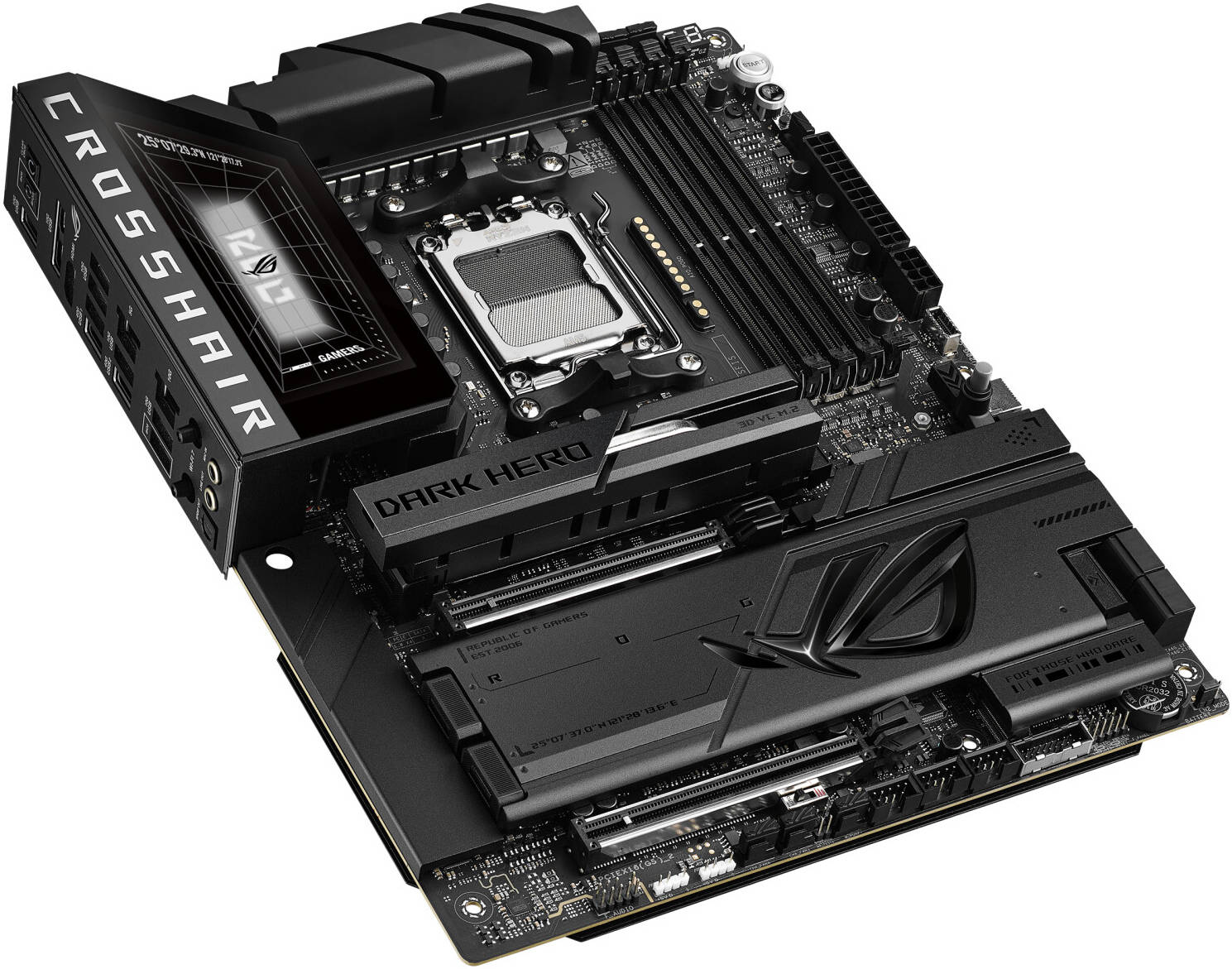 ASUS ROG CROSSHAIR X870E DARK HERO ATX AM5 Motherboard, AMD X870E Chipset, 4x DDR5 DIMM Slots, 256GB Max Memory, 2x PCIe 5.0 x16 Slots, 5x M.2 Slots