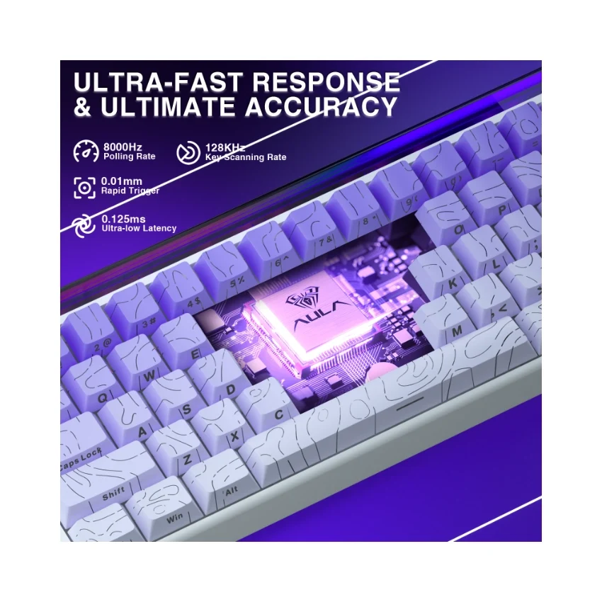 AULA Hero 68 HE Wired Magnetic Keyboard Gradient Purple (Side-Engraved Keycaps) 4197