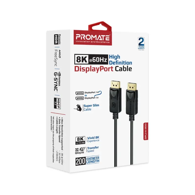 Promate 8K@60Hz High-Definition DisplayPort Cable (DPLink-200) 1375