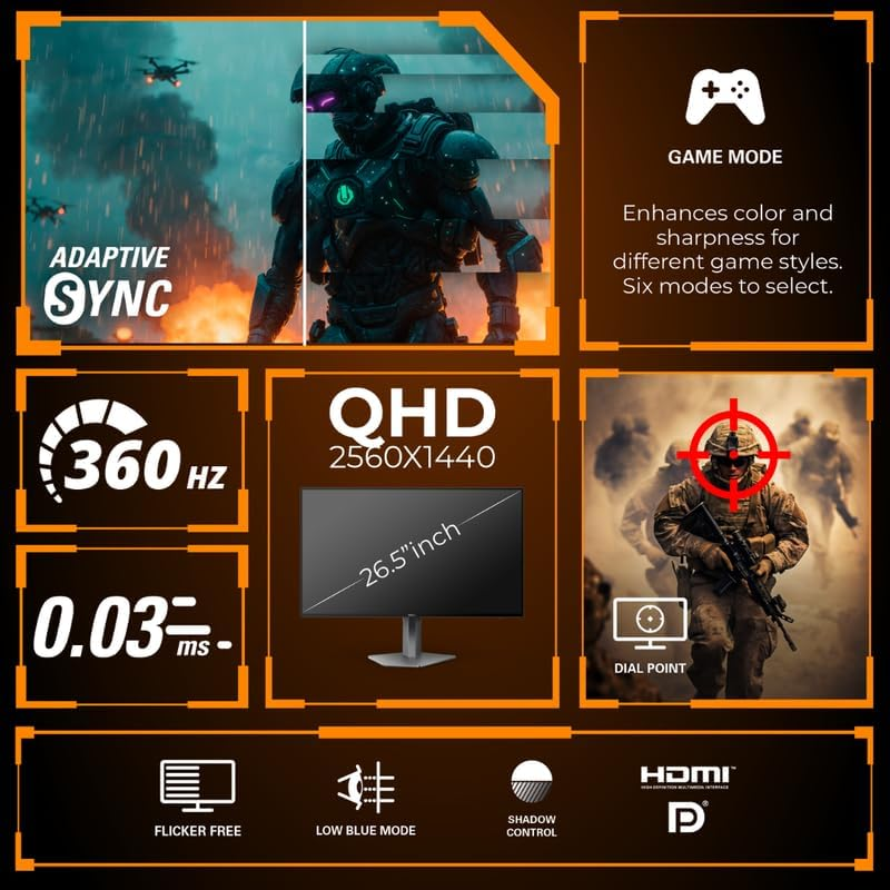 AOC Q27G4SD Gaming Monitor 27-inch QHD 2560×1440, QD-OLED, 360Hz Refresh Rate, 0.03ms Response Time, DisplayHDR True Black 400, Adaptive Sync, HDMI 2.1, Black & Red