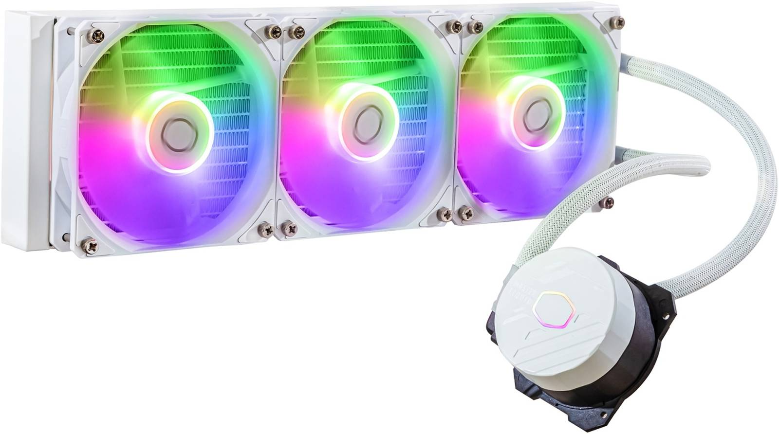 Cooler Master MaasaterLiquid 360L Core aRGB Liquid CPU Cooler, 360mm Radiator, 650-1750 RPM Fan Speed, 71 93 CFM Fan Airflow, Aluminum Radiator