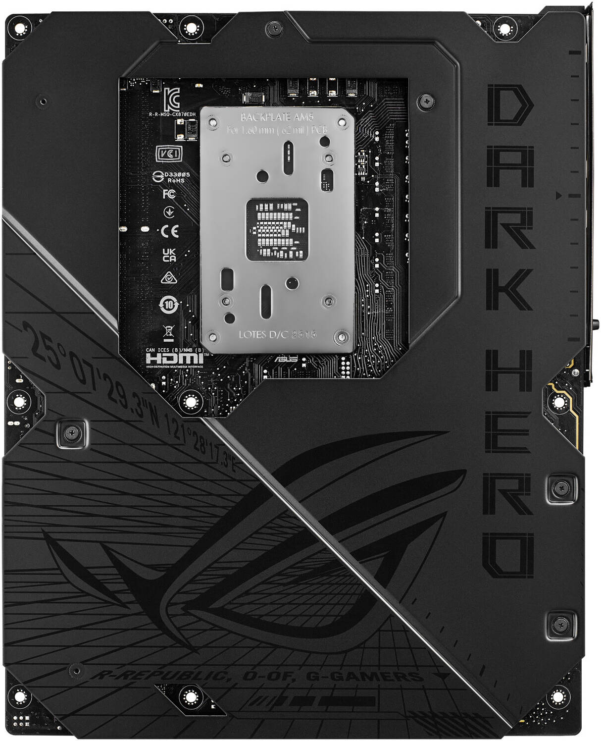 ASUS ROG CROSSHAIR X870E DARK HERO ATX AM5 Motherboard, AMD X870E Chipset, 4x DDR5 DIMM Slots, 256GB Max Memory, 2x PCIe 5.0 x16 Slots, 5x M.2 Slots
