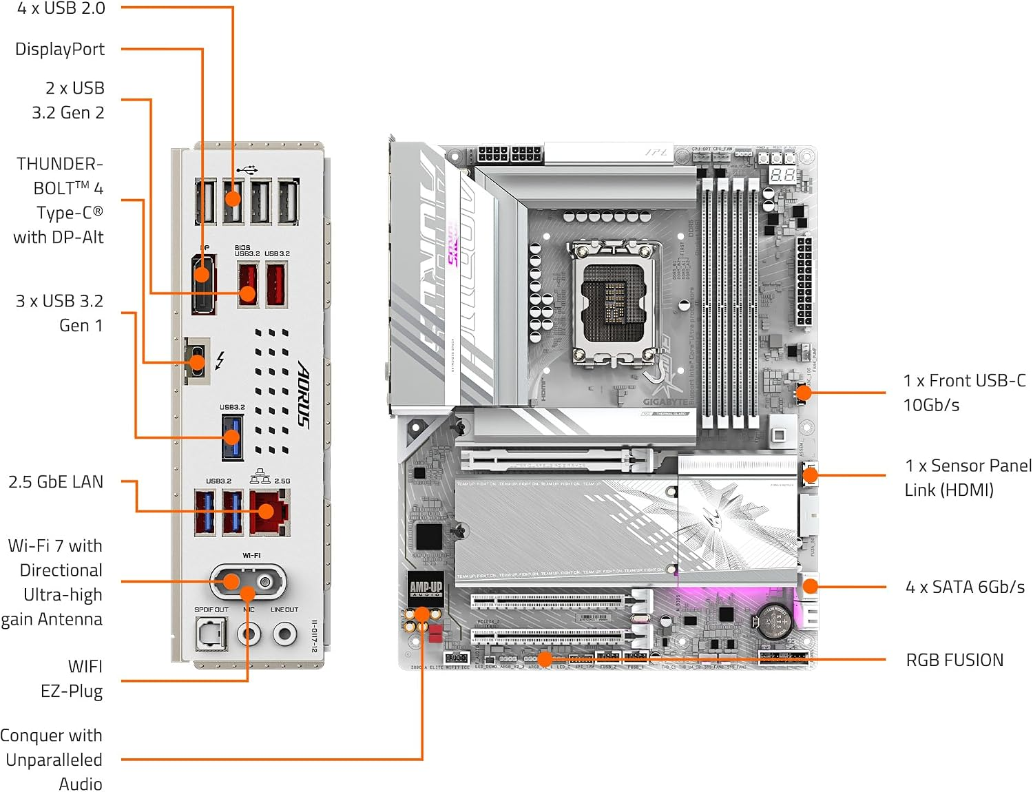 GIGABYTE Z890 AORUS Elite WIFI7 ICE Intel Core Ultra (Series 2) LGA 1851 Motherboard, ATX, DDR5, 3X M.2, PCIe 5.0, Thunderbolt 4, WIFI7, 2.5GbE LAN, EZ-Latch