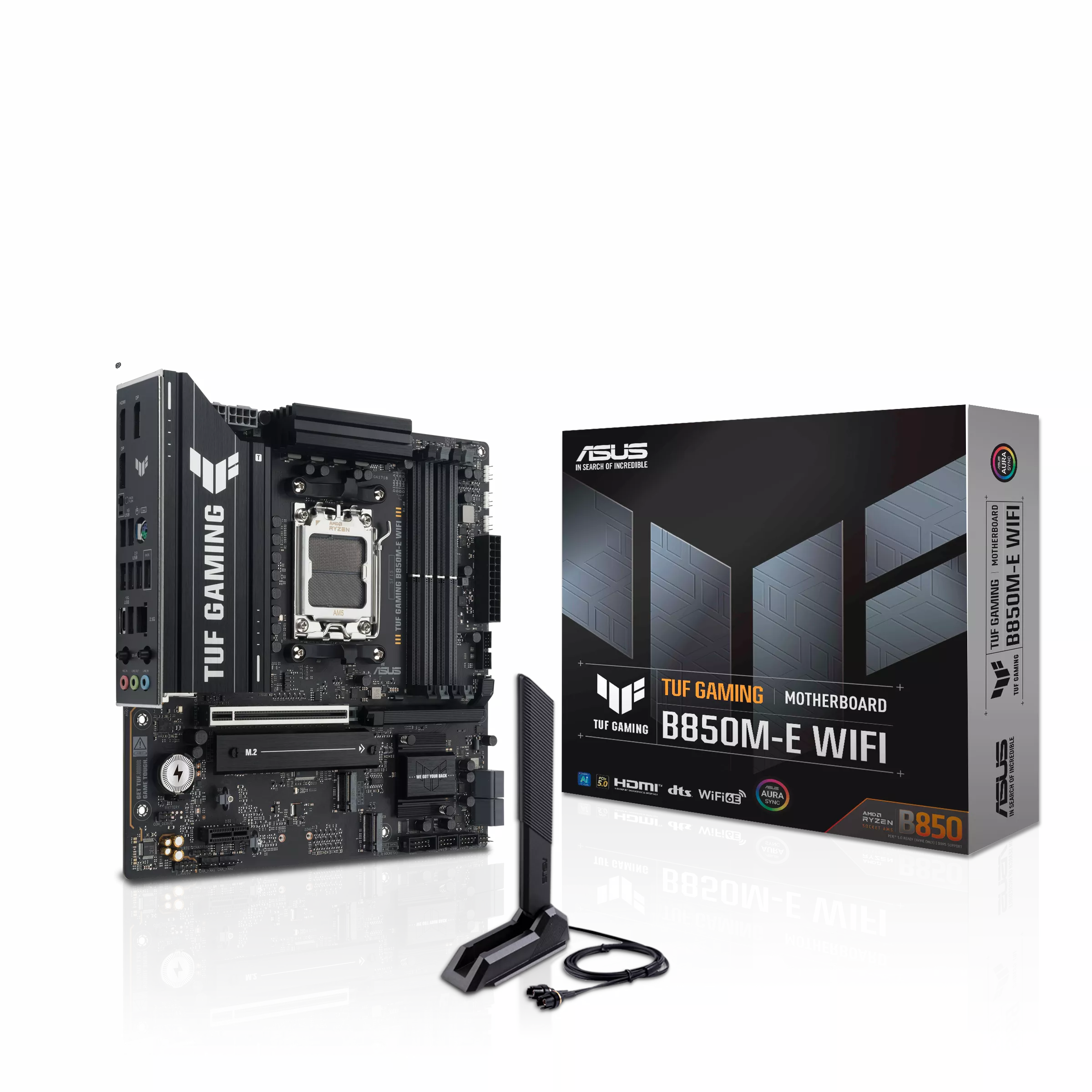 ASUS TUF GAMING B850M-E WIFI AMD B850 AM5 DDR5 Micro-ATX Gaming Motherboard – Black