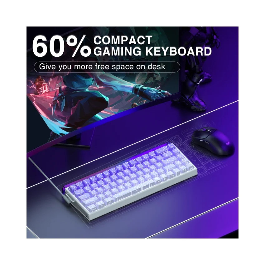 AULA Hero 68 HE Wired Magnetic Keyboard Gradient Purple (Side-Engraved Keycaps) 4197