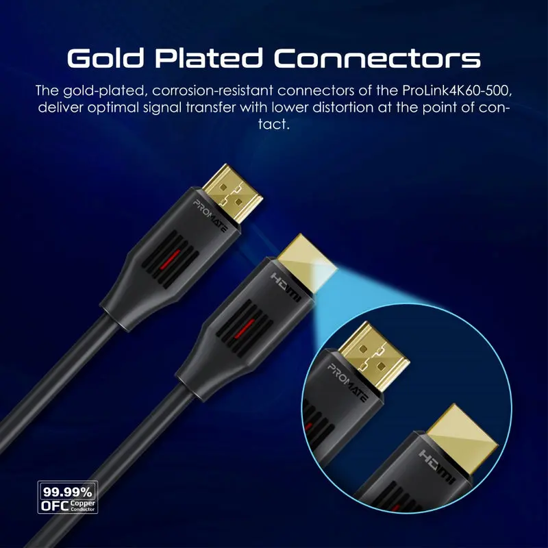 Promate Ultra-High Definition 4K @ 60Hz HDMI® Audio Video Cable 5-meter ( ProLink4K60-500) 3874