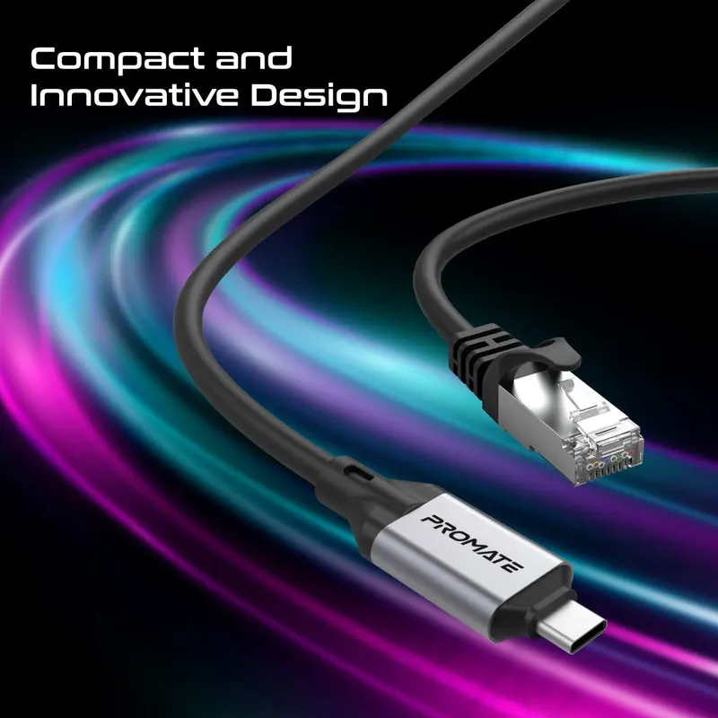 Promate High-Speed USB-C to Gigabit Ethernet Cable 5meter (CLink-RJ45)6189