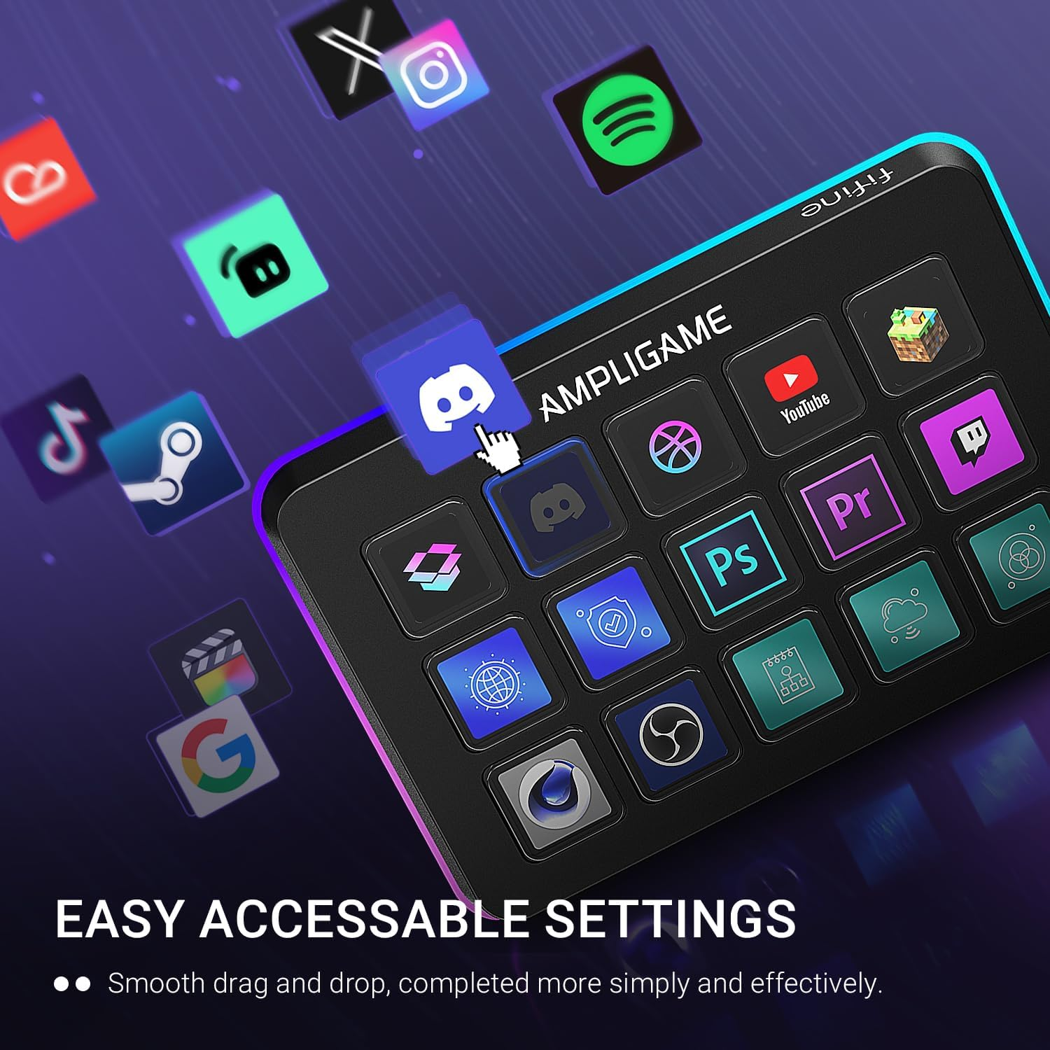 FIFINE AmpliGame D6 Stream Controller,Streaming Keyboard for OBS YouTube | 15 Macro Keys, Trigger Actions,hortcut Buttons Keypad Works with Mac and PC