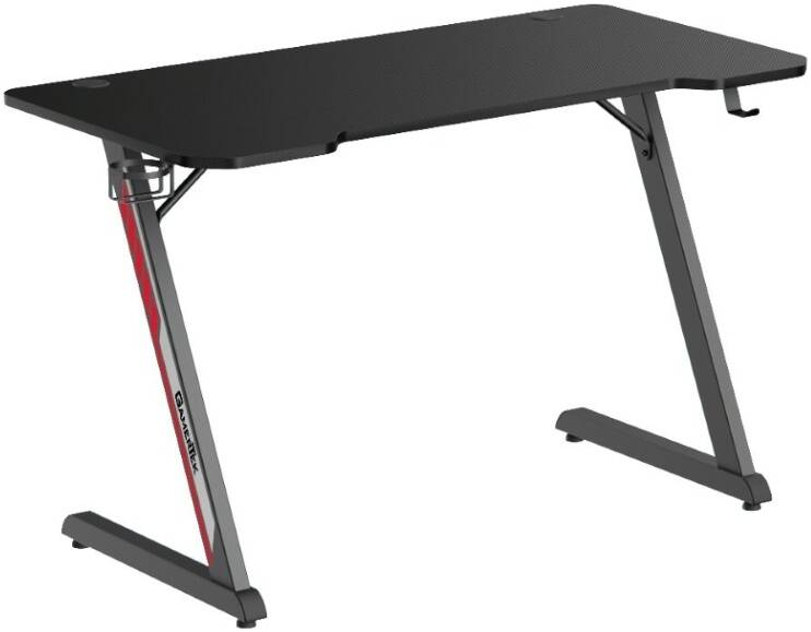 GamerTek Z Desk, 120x60cm, Desk Stabilizers, Integrated Headset Holder & Cup Holder, Gaming Desk For Streaming, Workstation Setups, High Quality, Minimal Modern Design, Black | Z Desk