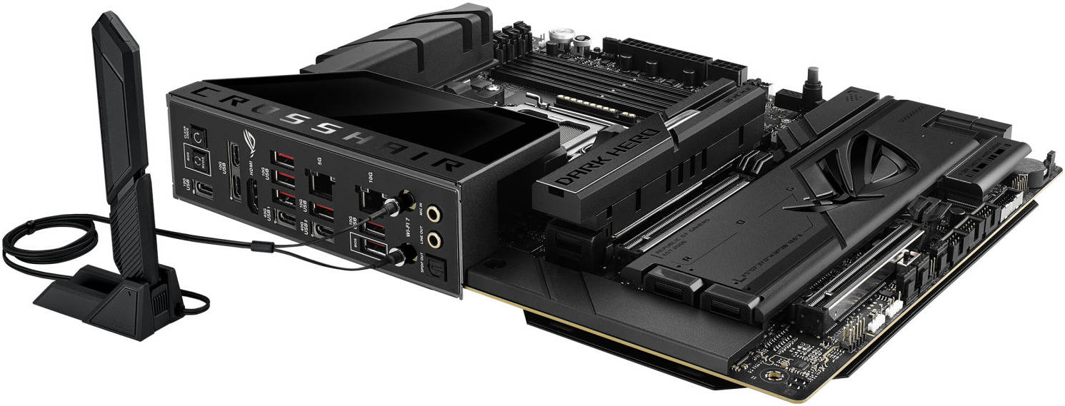ASUS ROG CROSSHAIR X870E DARK HERO ATX AM5 Motherboard, AMD X870E Chipset, 4x DDR5 DIMM Slots, 256GB Max Memory, 2x PCIe 5.0 x16 Slots, 5x M.2 Slots