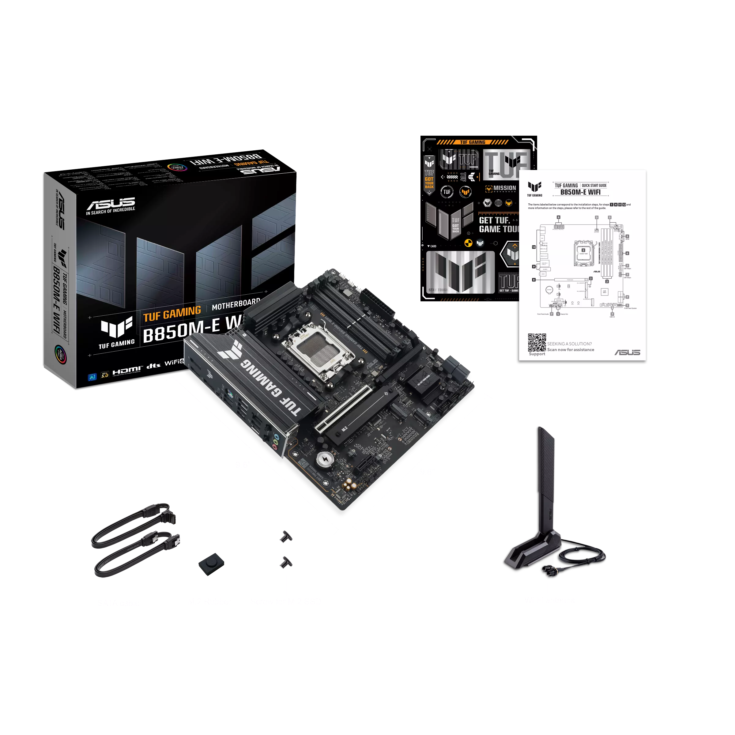 ASUS TUF GAMING B850M-E WIFI AMD B850 AM5 DDR5 Micro-ATX Gaming Motherboard – Black