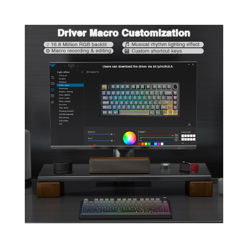 AULA F75 Pro Wireless Mechanical Gaming Keyboard – Gradient Black, LEOBOG Reaper Switch, RGB, Tri-Mode 9791
